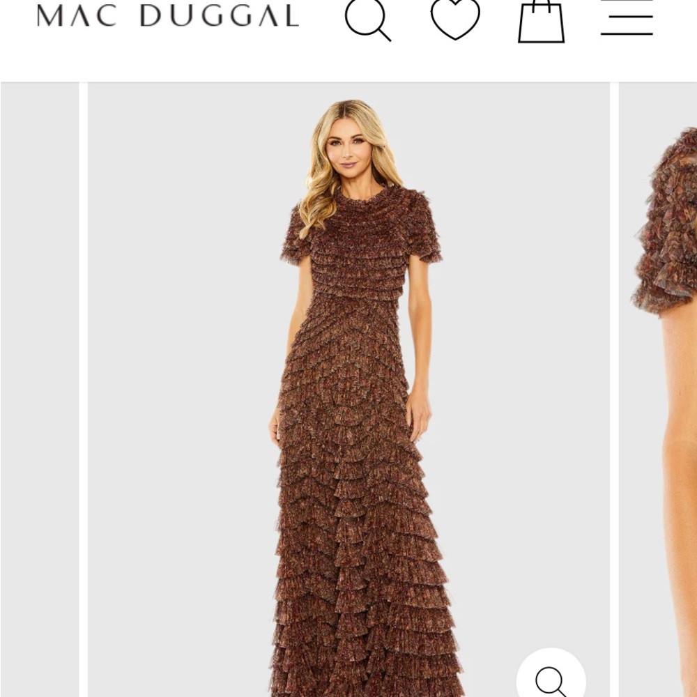 Mac Duggal Women's Layered Brown Maxi Dress